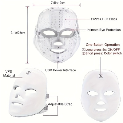 Cross-border hot-selling large-row light silicone photorejuvenating beauty mask home infrared LED anti-wrinkle and acne mask device