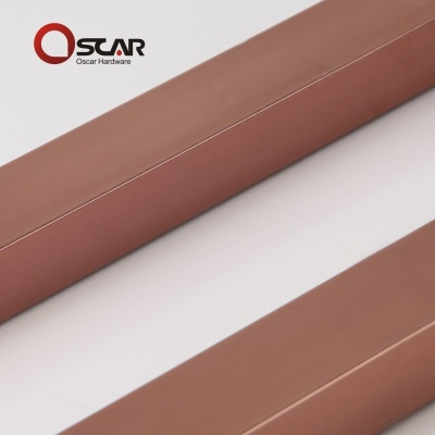 Glass door pull middle square tube four-bend door pull double-opening sliding door handle rose gold stainless steel handrail