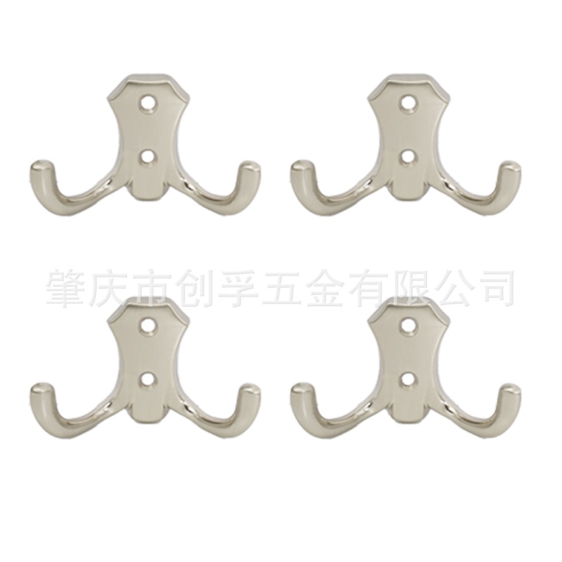 Zinc Alloy Double Clothes Hook Modern Simple Style Clothes Hook for Home Door Back Bathroom Kitchen Multifunctional Hook
