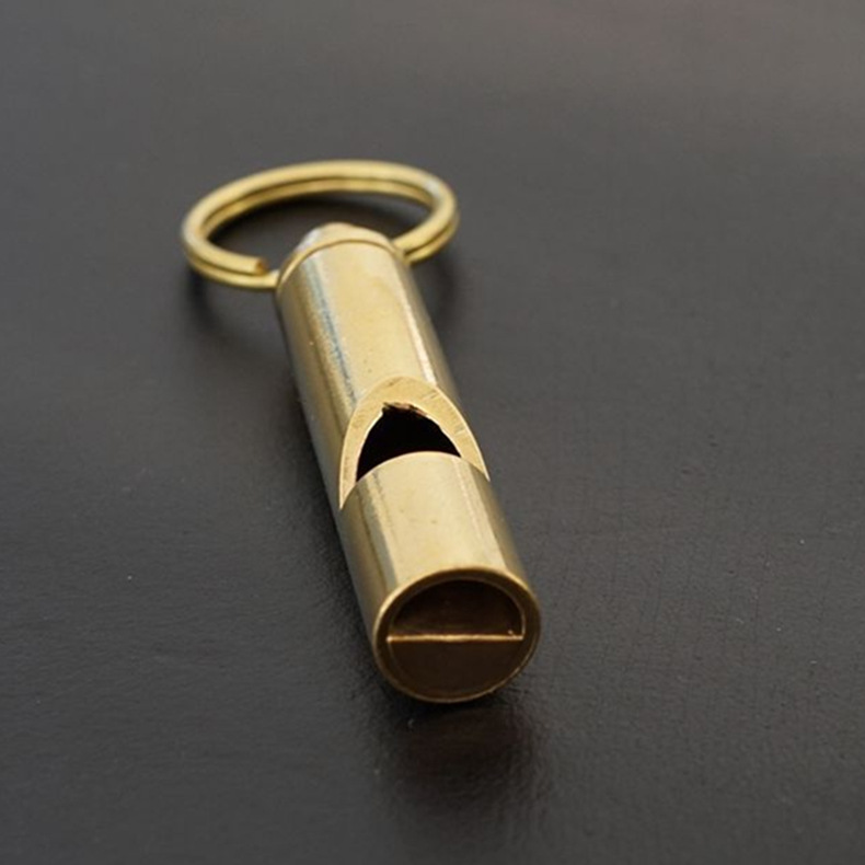 Outdoor survival equipment, military fan supplies, vintage brass referee whistle, pure titanium alloy EDC camping
