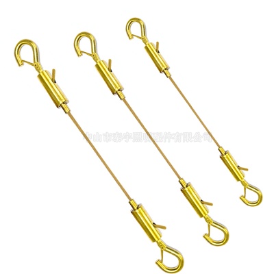 Wire Rope Safety Hook Gold Hook Pendant Light Galvanized Spring Clasp Adjustable Wire Rope Lock Wire Hook Light Accessories