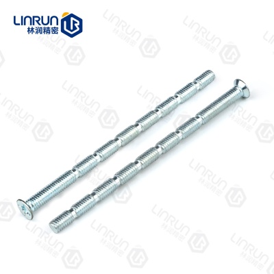 In stock carbon steel blue zinc lock bamboo screws M4M5M6 cross countersunk long furniture screws lock accessories